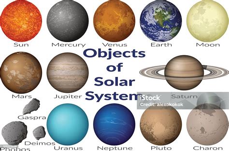 Space Objects Of Solar System Set Stock Illustration - Download Image ... 
