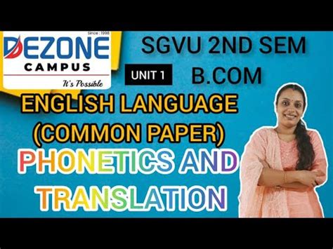 Sgvu Nd Sem Common Paper English Language B Unit Phonetics And