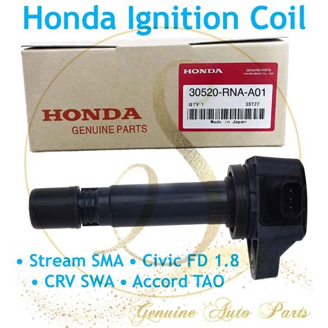 100 ORIGINAL 30520 RNA A01 HONDA IGNITION PLUG COIL Civic FD SNA 1 8