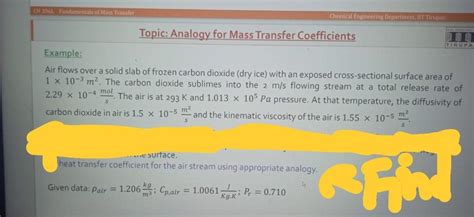 Solved Example Air Flows Over A Solid Slab Of Frozen Carbon