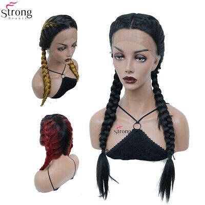 Strongbeauty Long Double Braids Black Red Ombre Blonde Synthetic Lace