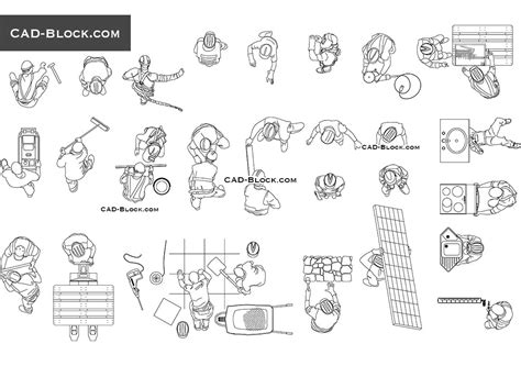 Construction Workers Top View Amazing Cad Blocks