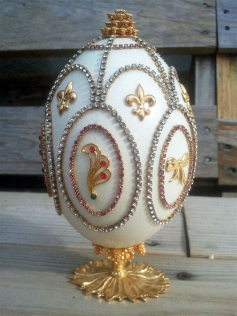 Jeweled Eggs Egg Gold Plated Jeweled Ostrich Egg Ooak Colorful Egg Gold Egg