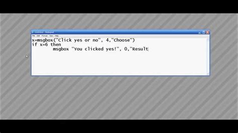 How To Make A Vbs Error Message With Yes No Buttons Using Notepad Youtube