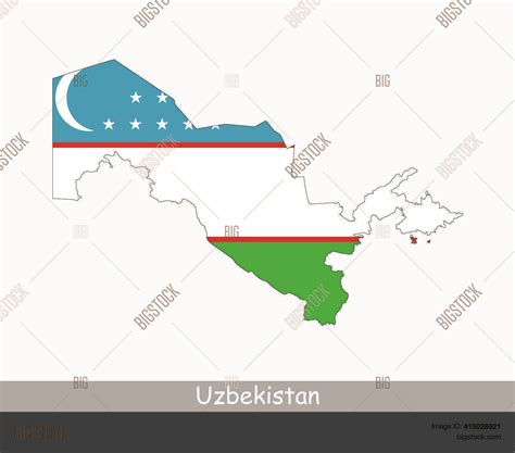 Uzbekistan Flag Map. Vector & Photo (Free Trial) | Bigstock