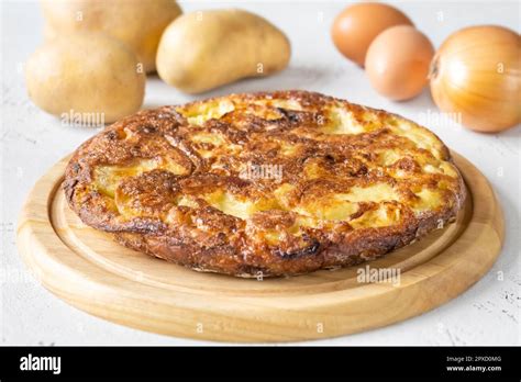 Traditional Spanish Tortilla Omelette Made With Eggs And Potatoes Stock