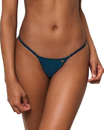 Amazon Wicked Weasel Sexy Studded Shores Thong Bikini Bottom Tri Back Unlined Swimsuit