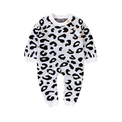 Luipaard Print Baby Baby Jongen Meisje Gebreide Ro Grandado