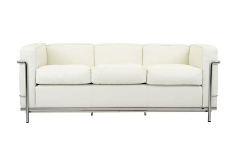 Cassina Lc Le Corbusier Trois Places Canap Cuir Blanc Cr Me Sofa