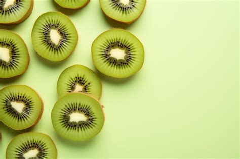 Premium Photo A Group Of Sliced Kiwis On A Green Background