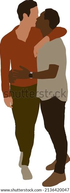 Gay Couple Kissing Hugging Full Length Stock Vector Royalty Free