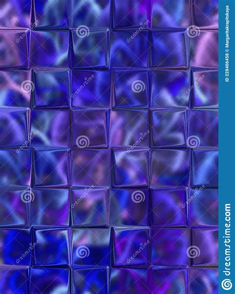 Blue Texture With Protruding Cubes Glass Squares Stick Out Unevenly From The Surface Stock