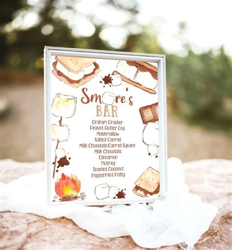 Editable Smores Bar Menu Sign Smores Bar Sign Smores Menu Sign Smores