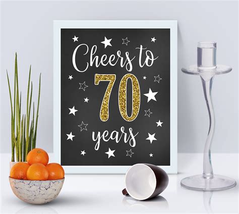 Cheers To 70 Years 70th Birthday Sign Happy 70th Birthday 70th