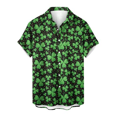 ZCFZJW St. Patrick Day Shirts for Men Green Clover Graphic Big and Tall ...