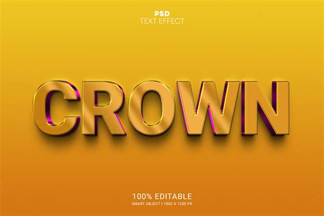 Crown 3D PSD Editable Text Effect Graphic by Design_Hammer · Creative ...