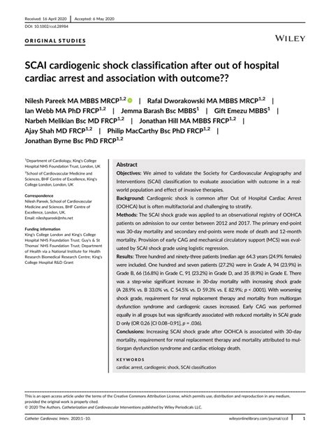 (PDF) SCAI cardiogenic shock classification after out of hospital ...