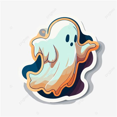 Cute Cartoon Ghost Sticker Vector Illustration Clipart Sticker Design