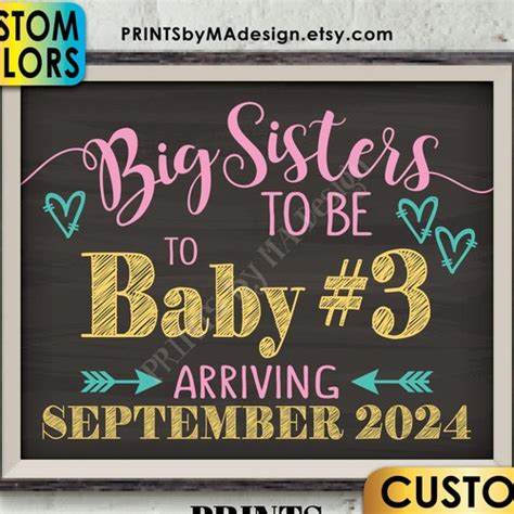 Baby Number 3 Pregnancy Announcement Printable 8x1016x20 Etsy