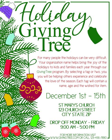 Giving Tree Flyer Template Editable In Photoshop Holiday Fundraiser