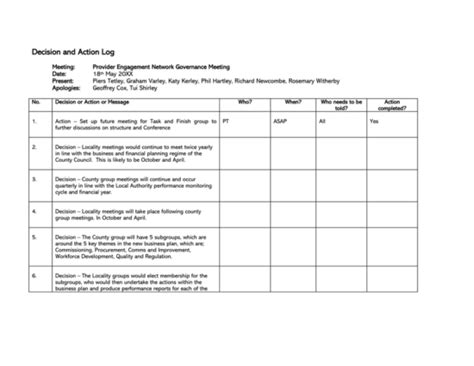 Free Decision Log Templates For Excel Word PDF