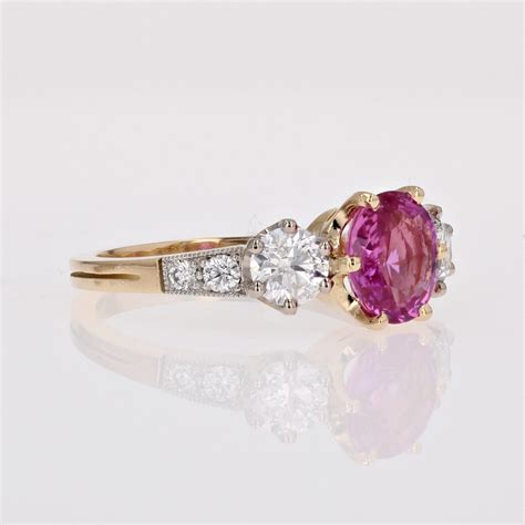 Bague Saphir Rose Et Diamants Or Platine Bague De Fian Ailles