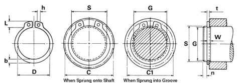 External Retaining Snap Ring Dimensions