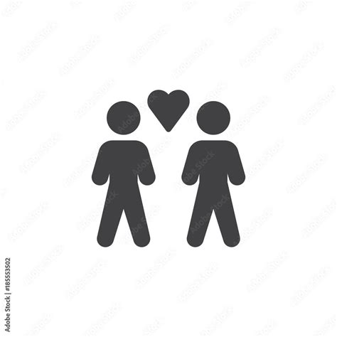 Loving Gay Couple Icon Vector Filled Flat Sign Solid Pictogram