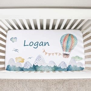 Personalized Hot Air Balloon Crib Sheet Adventure Nursery Bedding Hot