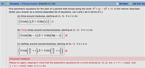 Solved Find Parametric Equations For The Path Of A Particle Chegg