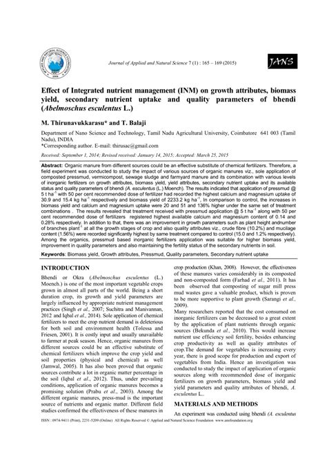 Pdf Effect Of Integrated Nutrient Management Inm On Growth Attributes Biomass Yield