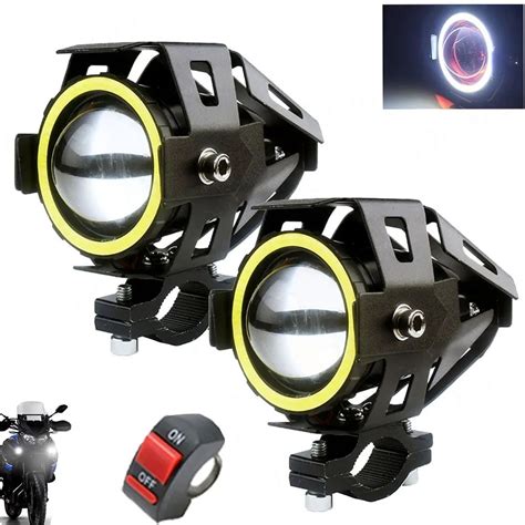 Par Farol Milha Efeito Xenon Auxiliar Neblina Led U Mini Moto Carro