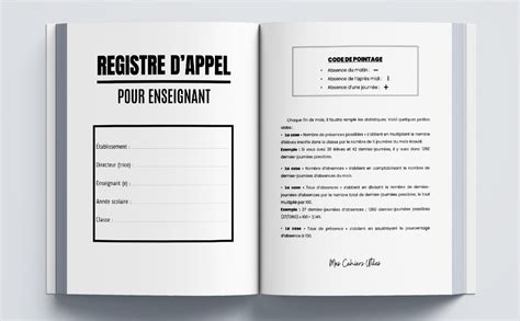 Amazon Fr Registre Dappel Pour Enseignant Cahier D Appel Journalier