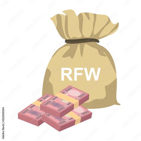 Rwanda Franc Vector Illustration. Rwandan money set bundle banknotes ...