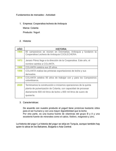 Fundamentos De Mercadeo Actividad Fundamentos De Mercadeo Actividad