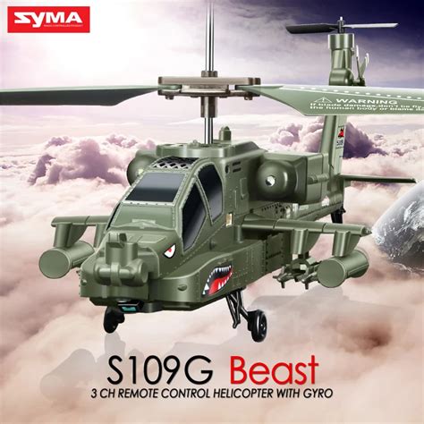 Newest Original SYMA S109G 3CH RC Attack Helicopter AH 64 Apache Helicopter Simulation Indoor ...