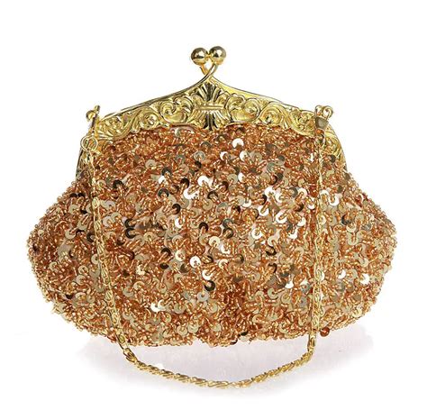 New Arrival Silver Womens Beaded Sequined Handbag Clutch Evening Bag