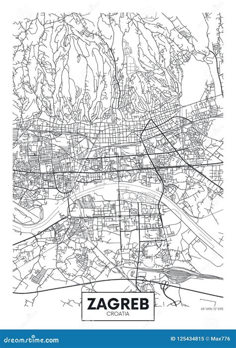 Detailed Vector Poster City Map Zagreb Stock Vector Illustration Of