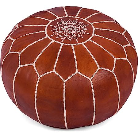 Amazon RISEON Boho Handmade Faux PU Leather Moroccan Pouf