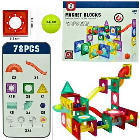 Klocki Magnetyczne Konstrukcyjne 78 El Tor Kulowy Zestaw Kreatywny Diy