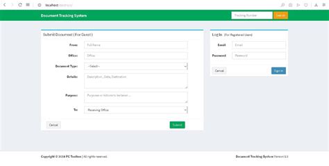 DTS V2 Document Tracking Tracking System Guest Log