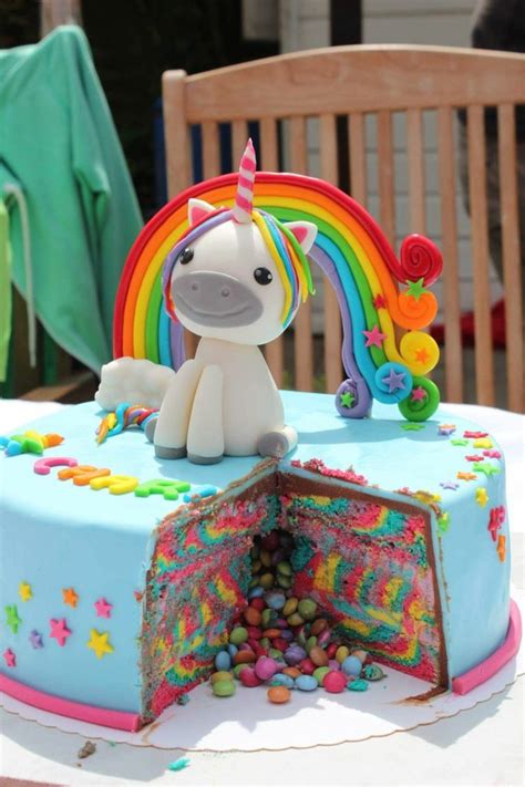 regenbogen einhorn torte smarties figur #recipes | Unicorn cake ...