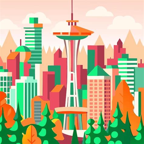 Space Needle Seattle Vector Illustration Premium AI Generated Vector