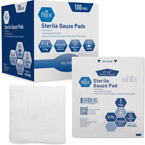 Amazon.com: MED PRIDE 4x4 Sterile Gauze Pads Individually Wrapped, 12 ...