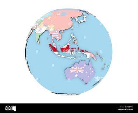 Indonesia On Political Globe With Embedded Flags D Illustration