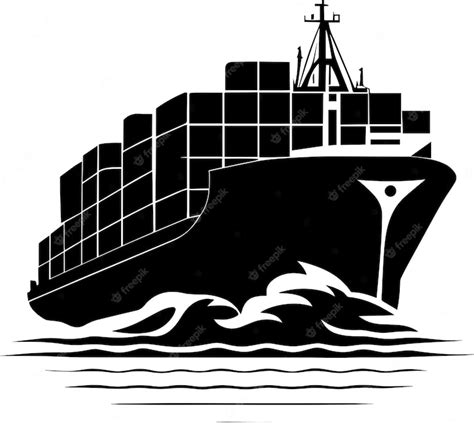 Premium Vector Container Ship Logo Monochrome Design Style