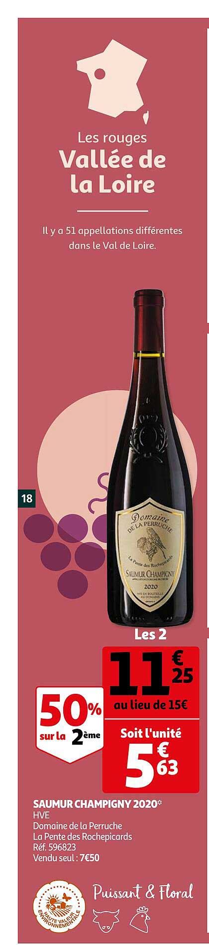 Promo Saumur Champigny 2020 Hve Domaine De Perruche Chez Auchan