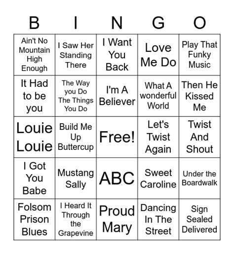 Music Bingo Card