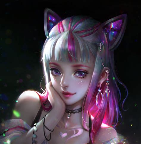 Anime Girl With Cat Ears And Black Hair