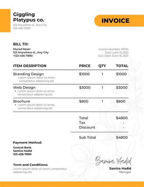 Small Business Invoice Template Printable Customizable - Etsy